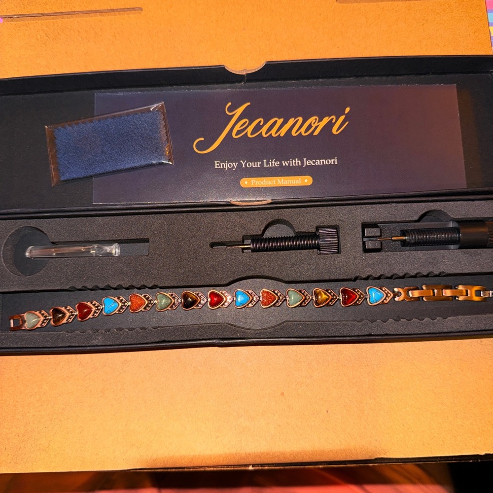 Jecanori Magnetic Therapy Bracelet Women NEW Multi-Color Heart Copper Tone